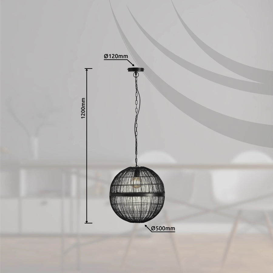 Suspension Hermi Ii noire mat (14994H3)