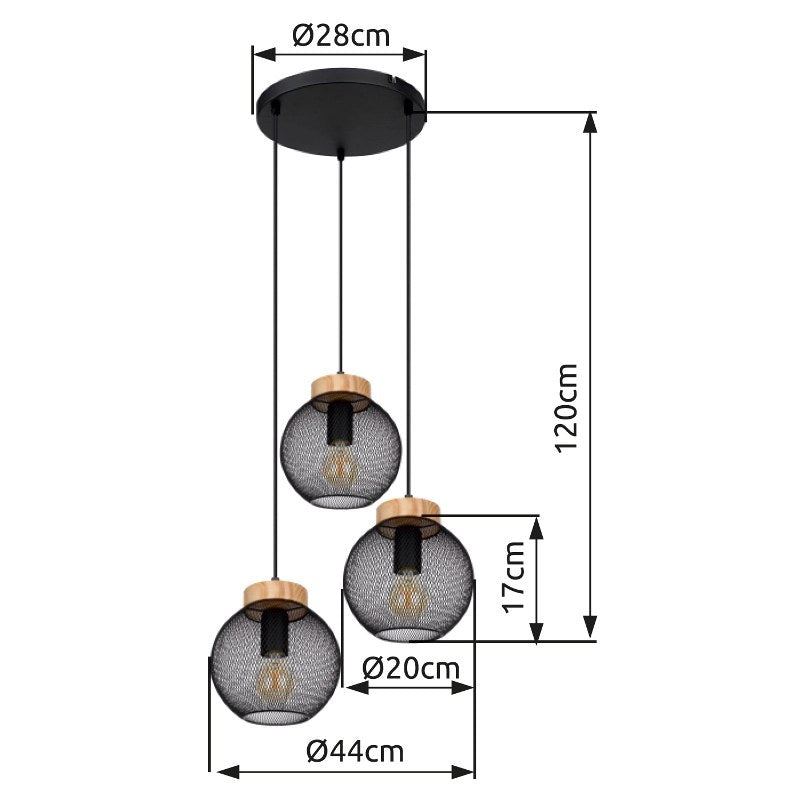 Suspension Pablo noire mat (15663-3H)