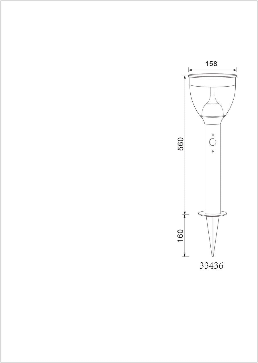 Luminaire extérieur inox, H 56 cm