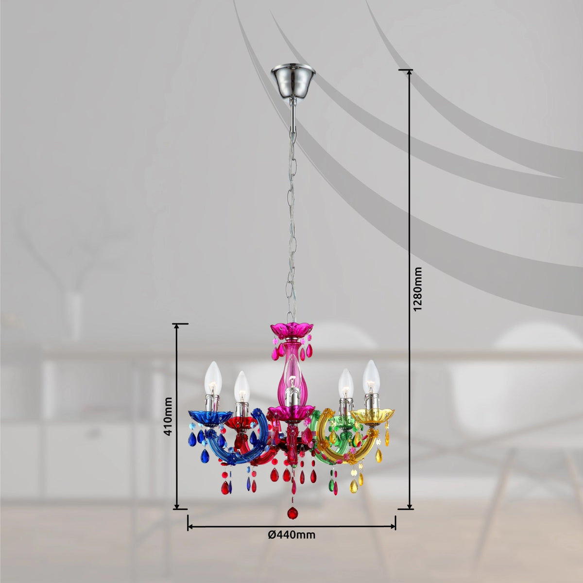 Schéma coté indiquant une hauteur totale de 1280 mm et 440 mm.