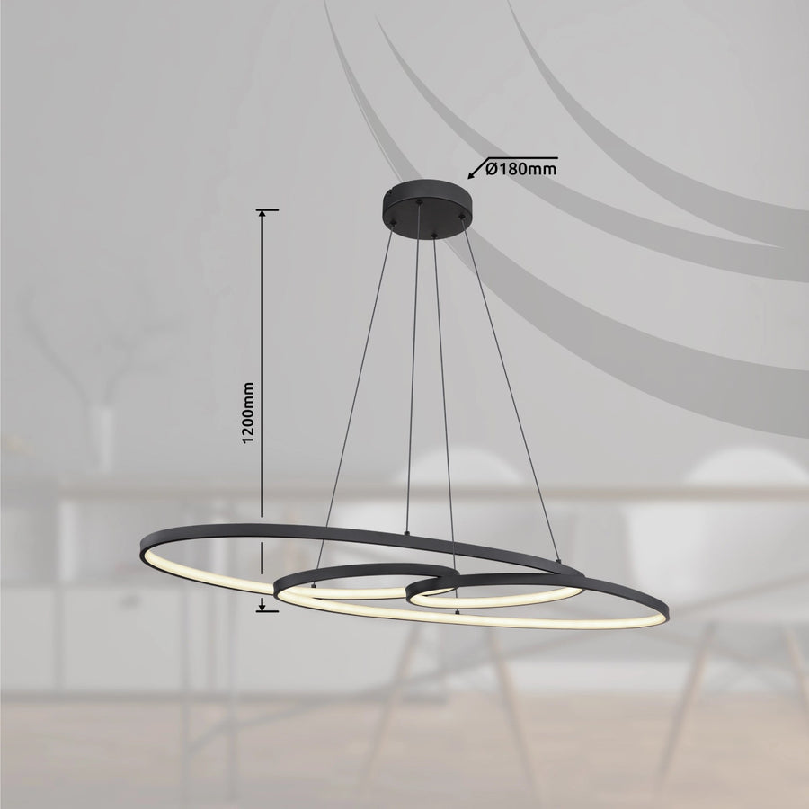 Suspension Spira noire mat