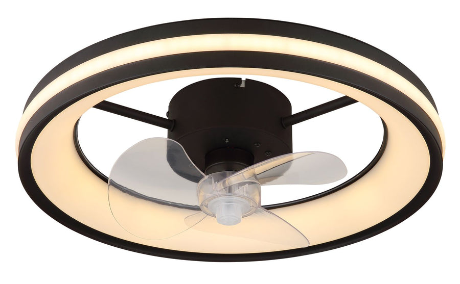 Ventilateur de plafond lumineux Gatian noir mat