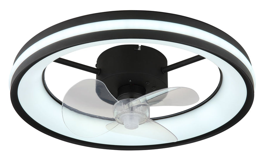 Ventilateur de plafond lumineux Gatian noir mat