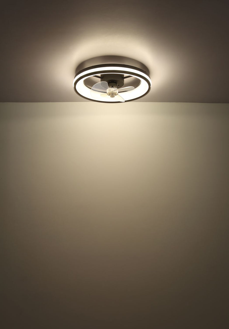 Ventilateur de plafond lumineux Gatian noir mat