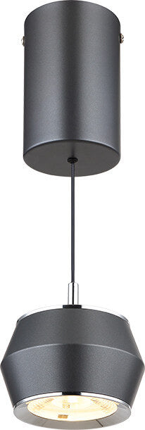 Détail de la rosace et de l'abat-jour cylindrique du luminaire.