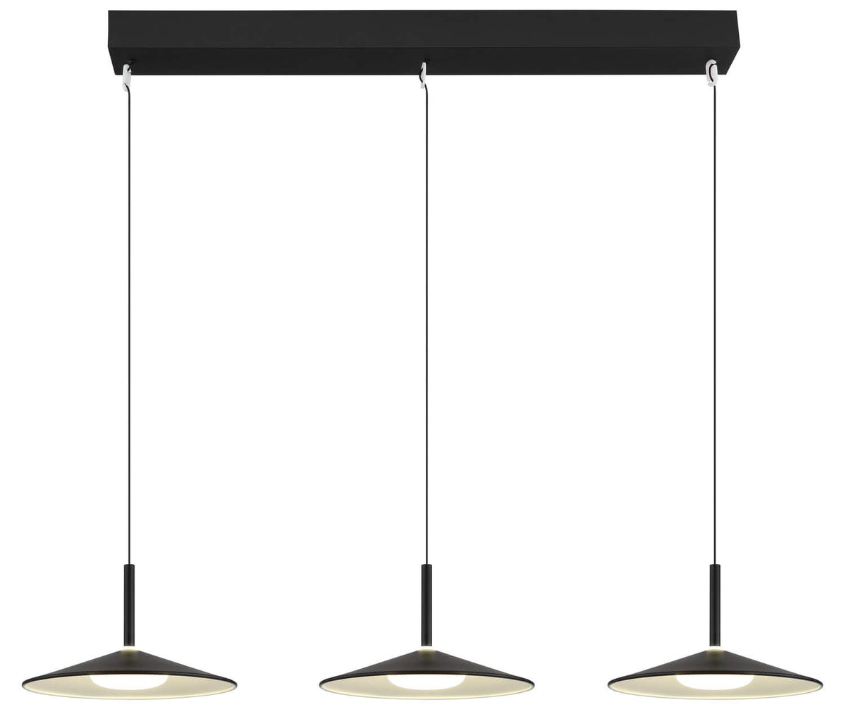 Suspension Lampone noire mat, H 180 cm