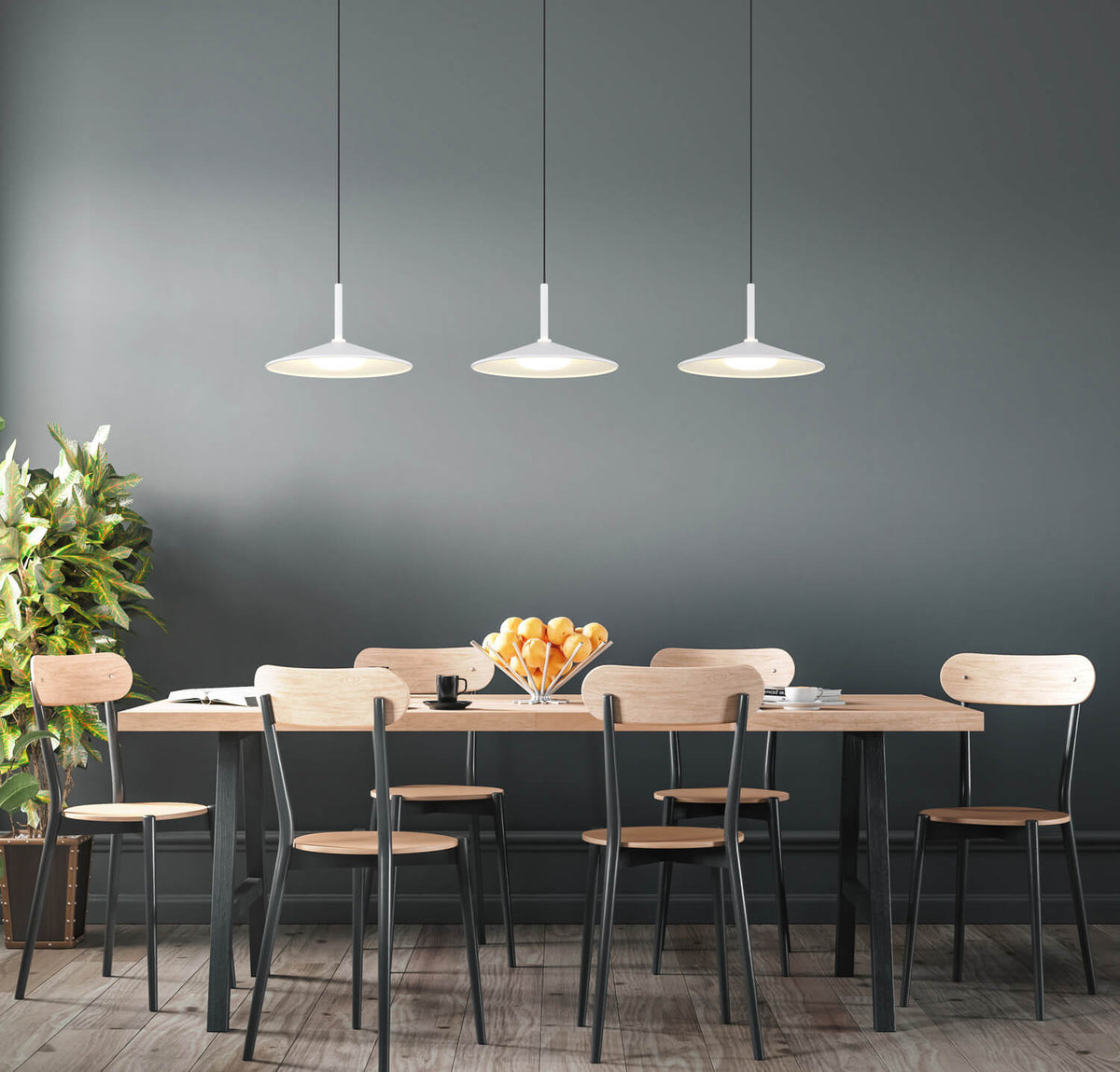 Suspension Lampone blanche mat, H 150 cm
