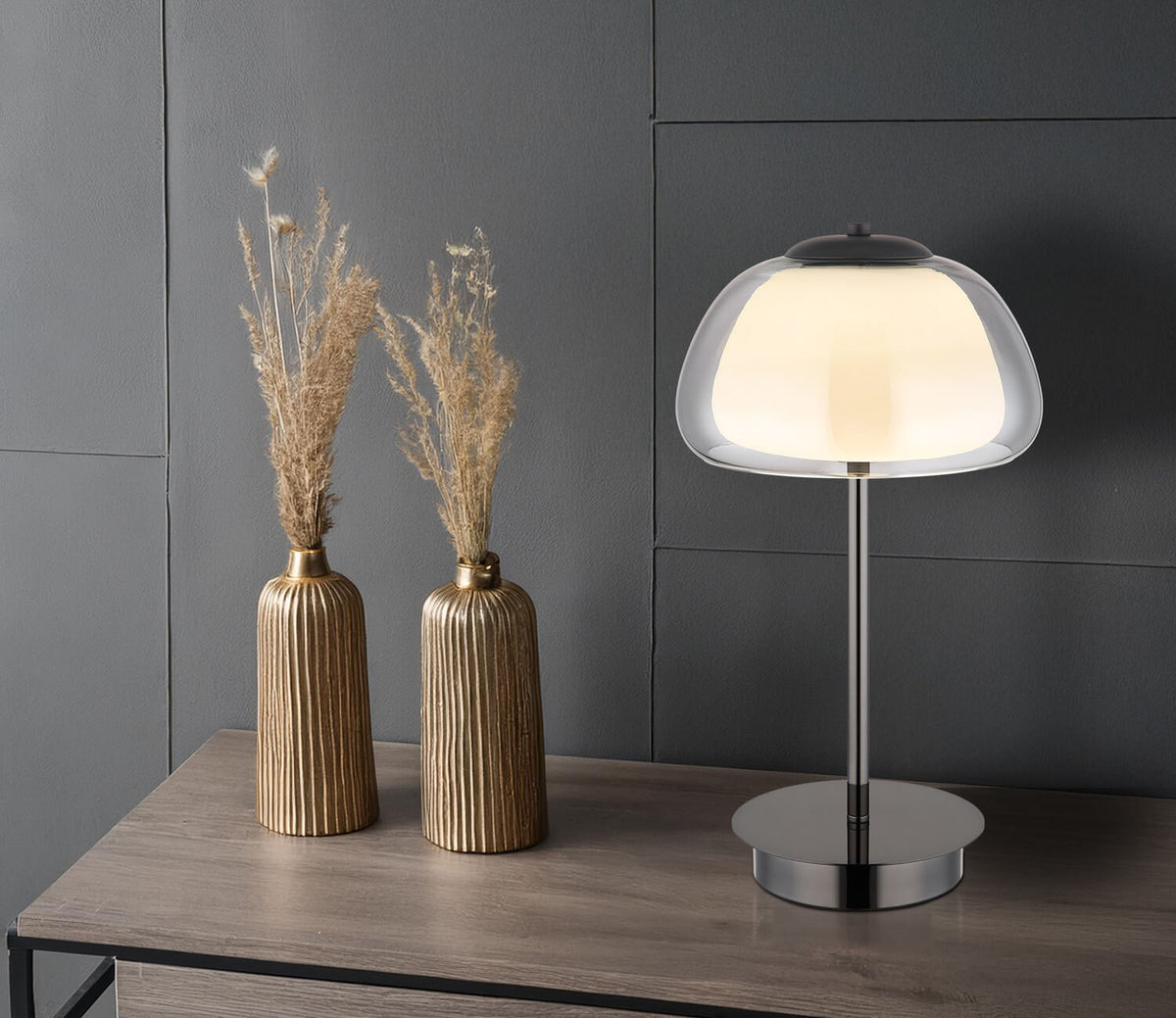 Lampe à poser Avila noire et chromée