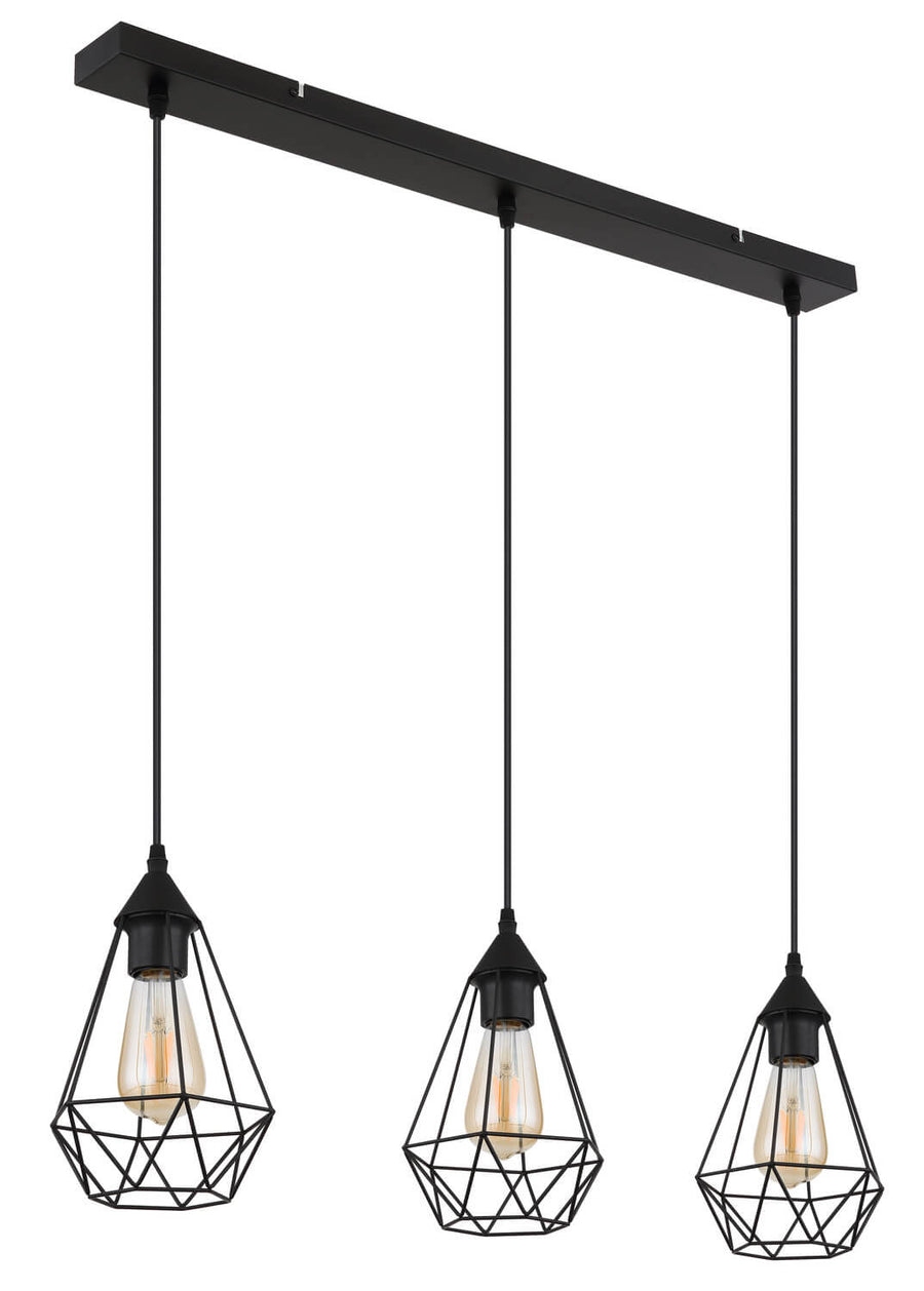 Détail rapproché de deux cages en fil de fer et des ampoules Edison