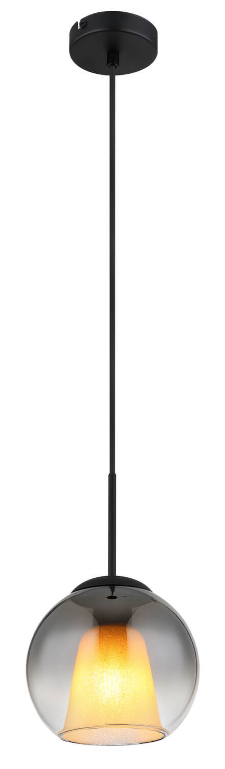 Vue d'ensemble de la suspension avec câble noir et rosace plafond