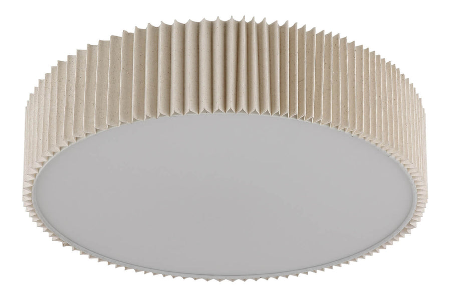 Vue de dessous montrant le diffuseur blanc mat et les plis crantés