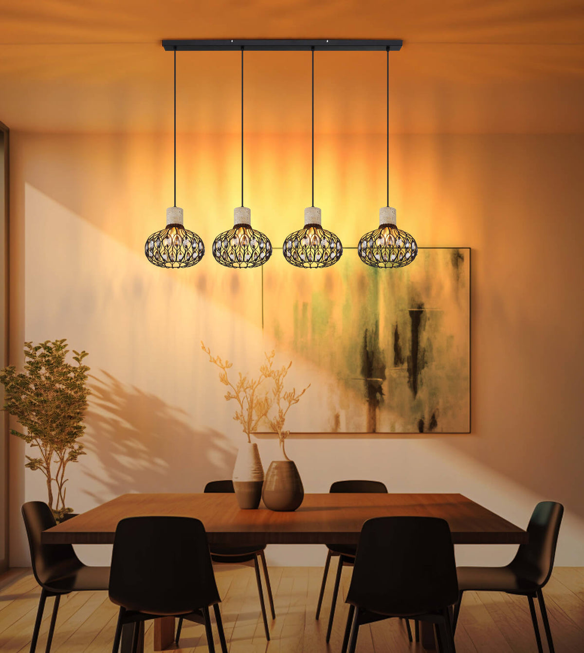 Suspension Dorthy noire mat (15778-4H)