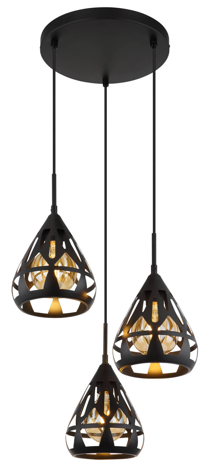 Suspension Hassan noire mat (15889-3H)