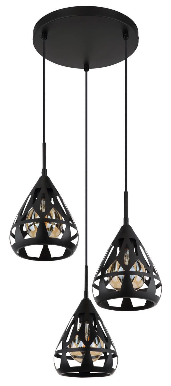 Suspension Hassan noire mat (15889-3H)