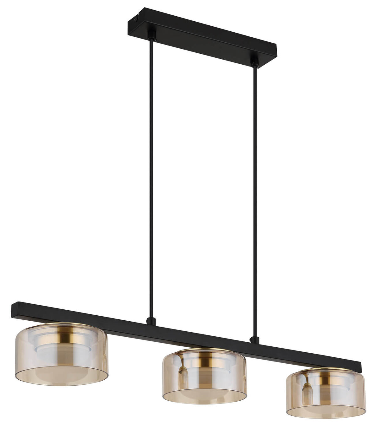Vue de trois quarts du luminaire éteint sur fond blanc