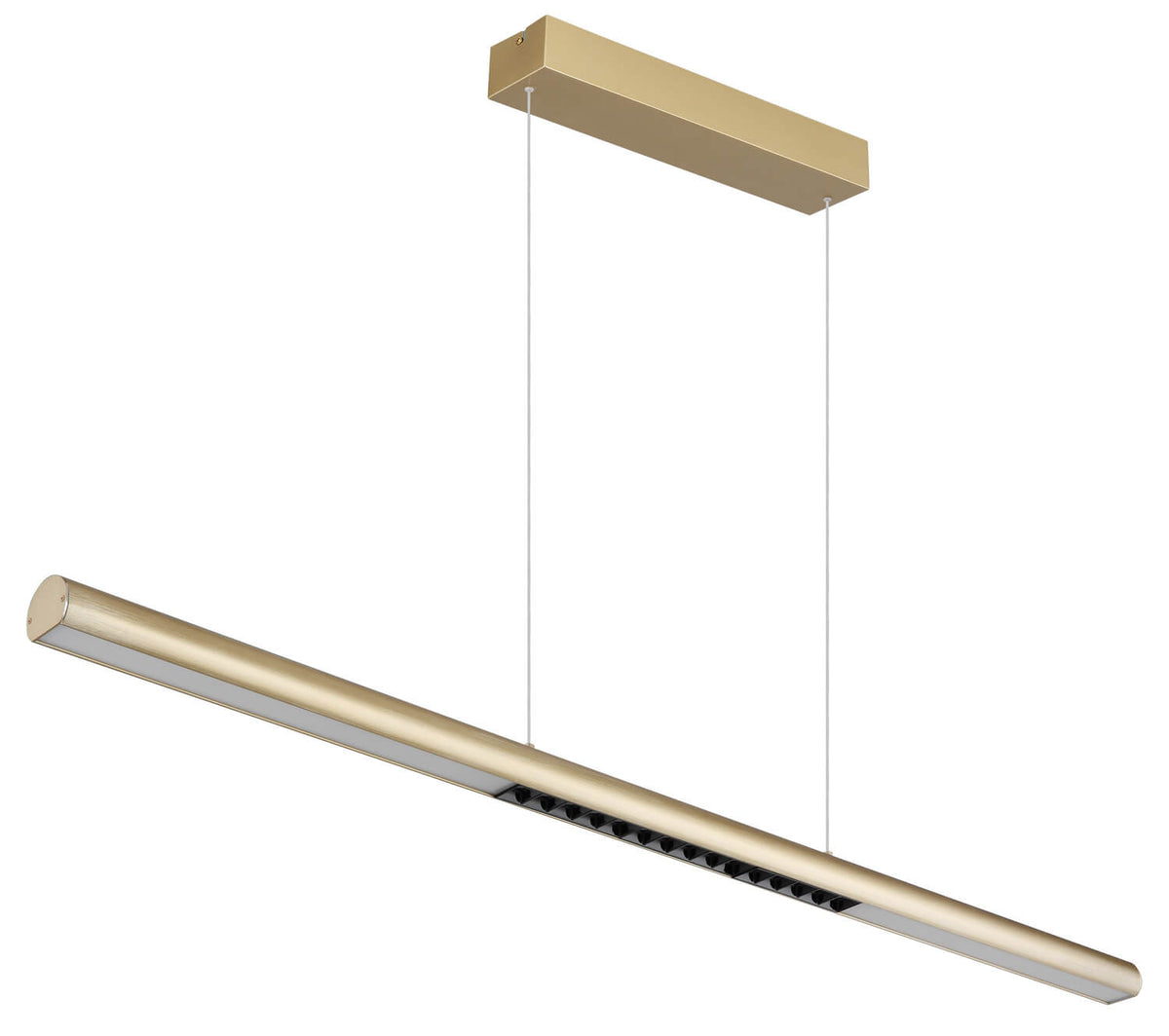 Vue plongeante montrant le dessous du tube, modules LED et diffuseur blanc