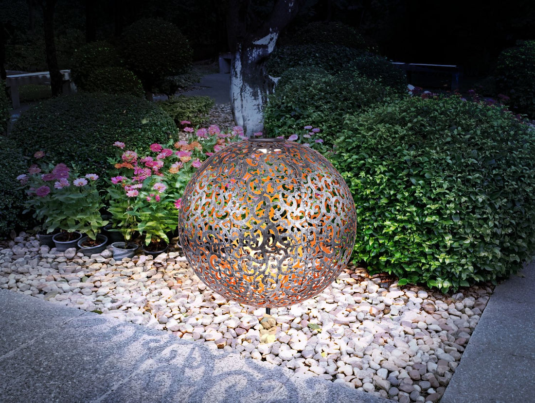 Luminaire extérieur argenté, H 50 cm