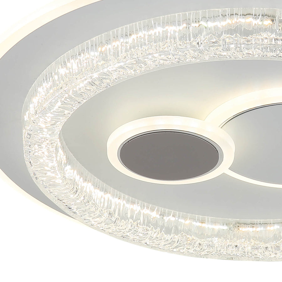 Détail rapproché de la finition en verre strié et des LED intégrées