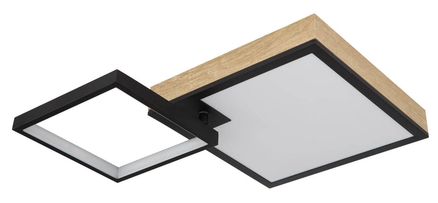 Autre angle du luminaire, diffuseur blanc éteint et structure noire mate