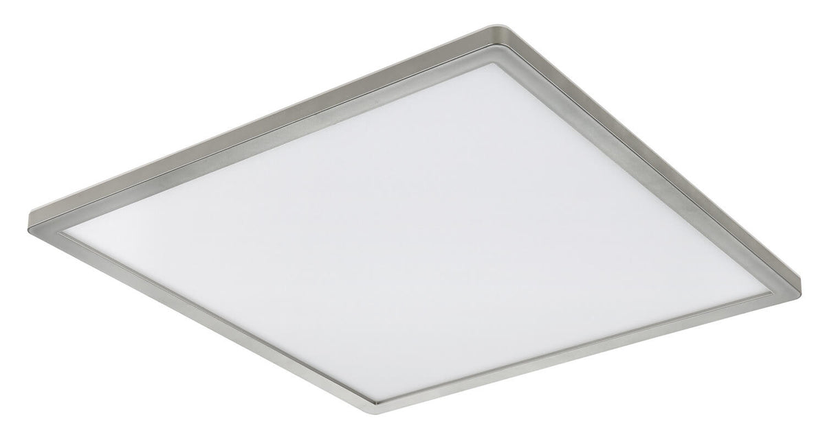 Luminaire éteint, diffuseur blanc opaque et finition nickel satiné