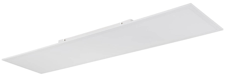 Face inférieure du luminaire éteint, diffuseur blanc opaque et cadre aluminium