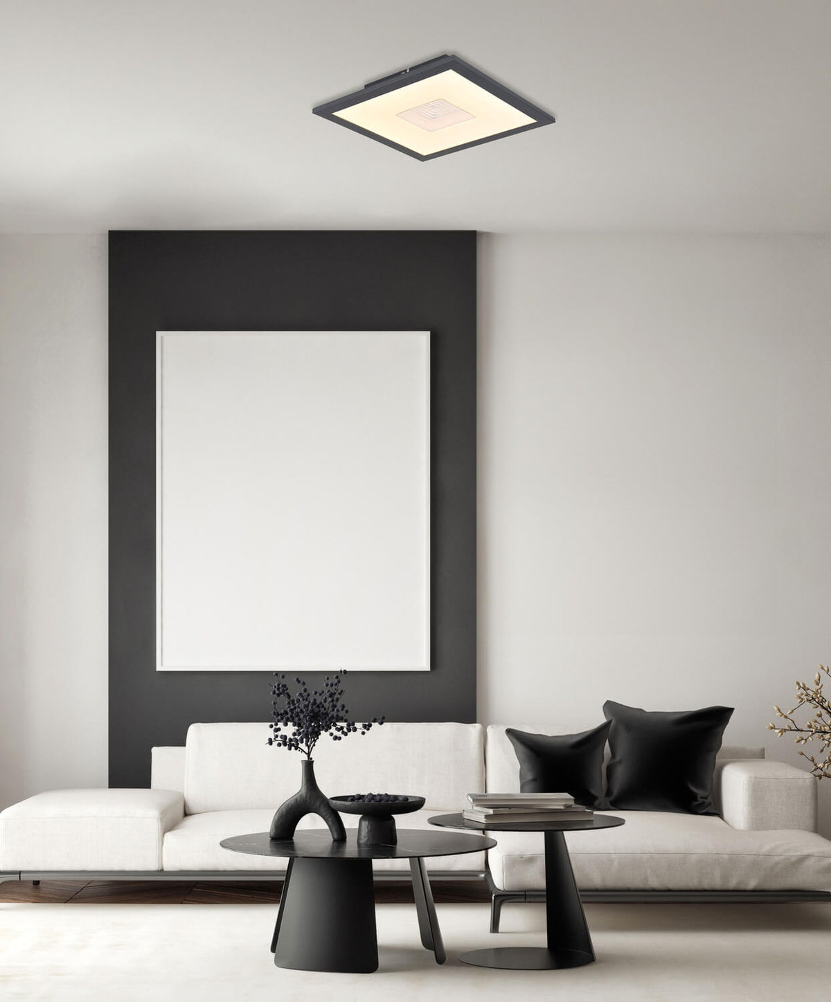 Plafonnier Doro blanc mat et aluminium