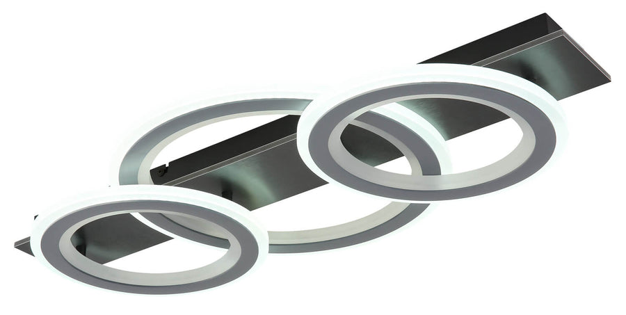 Plafonnier Jayden noir mat, L 73 cm