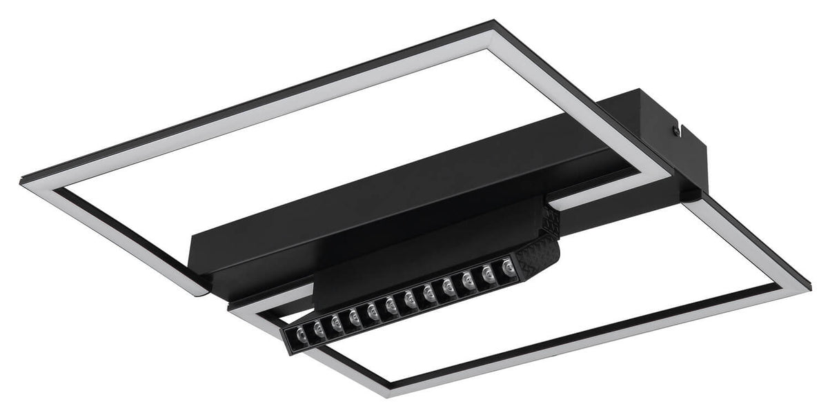Luminaire éteint, cadre diffusant blanc et rangée de LED visibles.