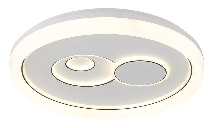 Vue rapprochée en légère plongée du plafonnier allumé, lumière chaude