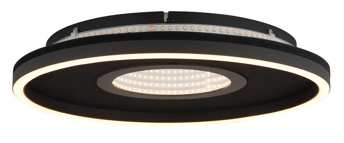 Vue de profil éclairée révélant le ruban LED fixé sous la base