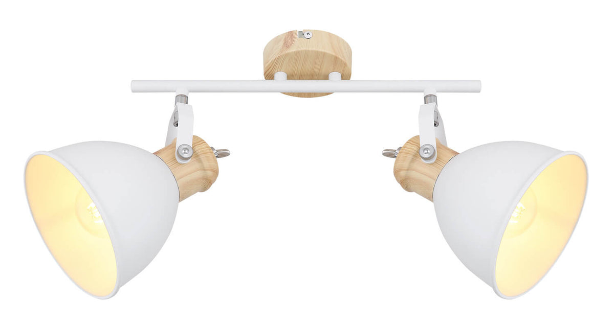 Face avant du spot : barre horizontale blanche et deux têtes coniques symétriques