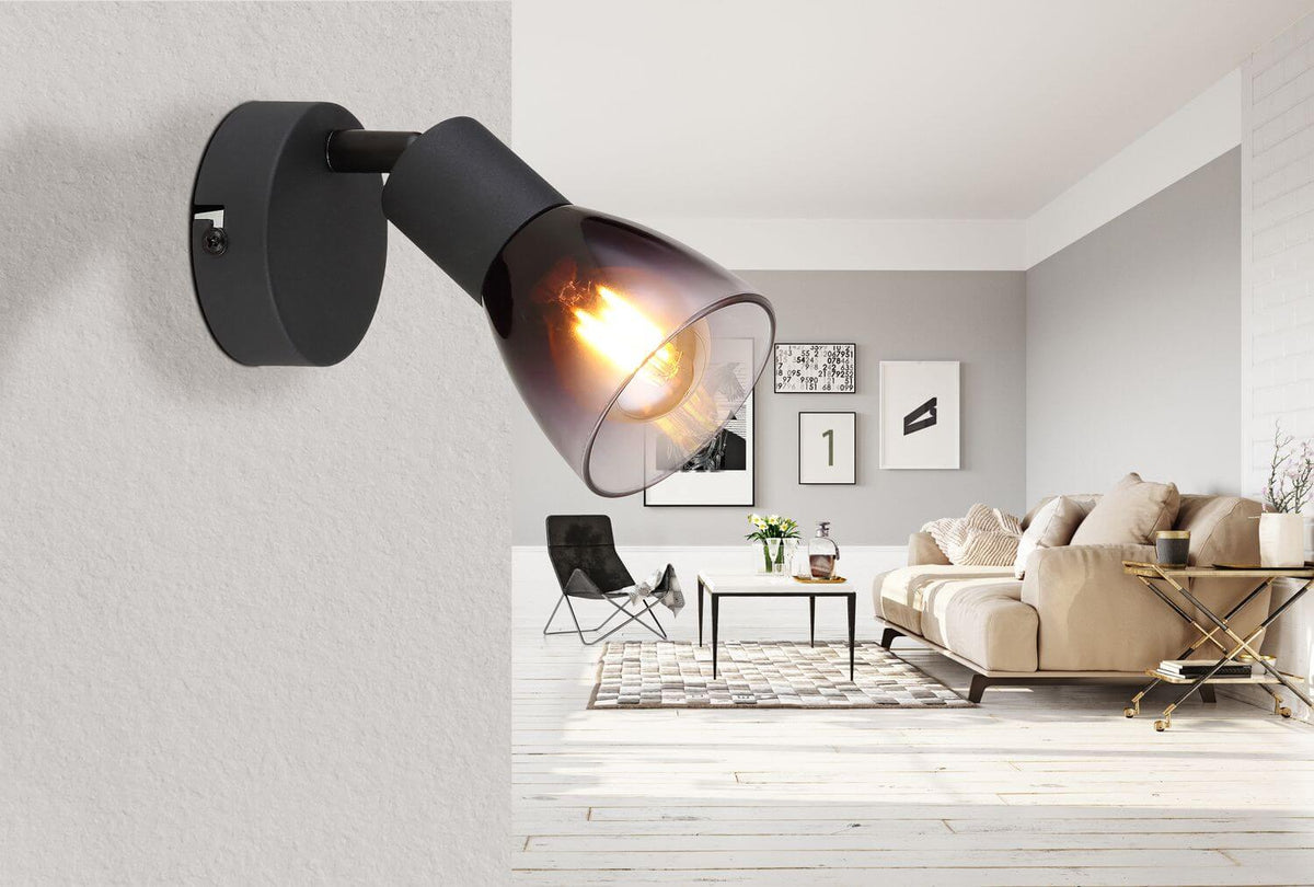 Spot Satella noir mat, L 16,5 cm