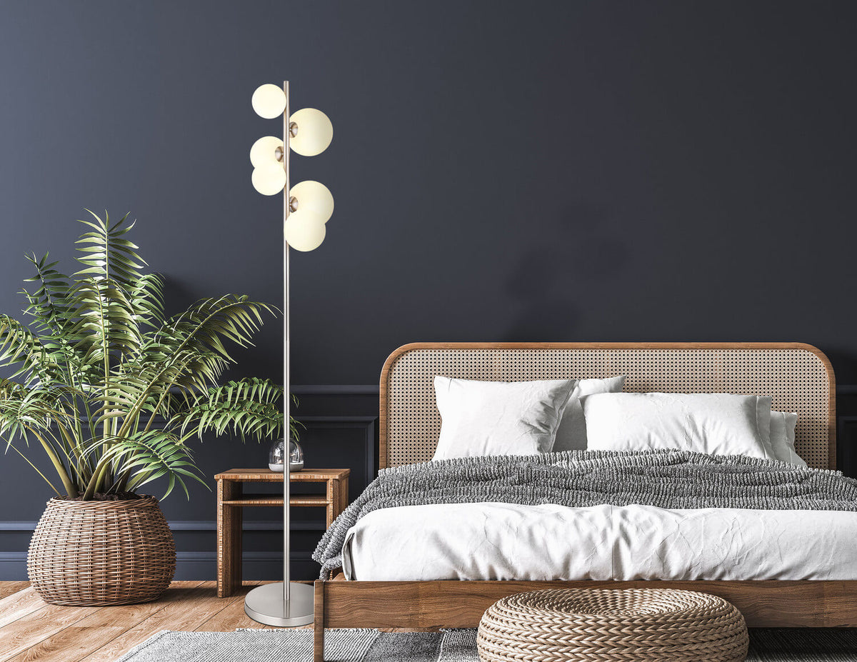 Lampadaire Riha nickel satiné