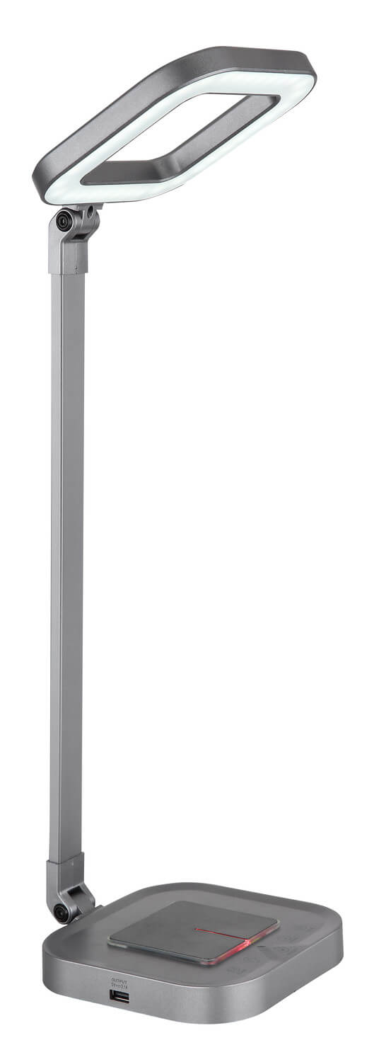 Gros plan sur la tête lumineuse et le réflecteur en aluminium brossé