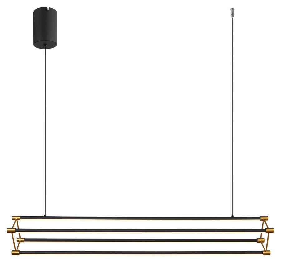 Produit de face montrant les quatre tubes horizontaux noirs et leurs fixations dorées