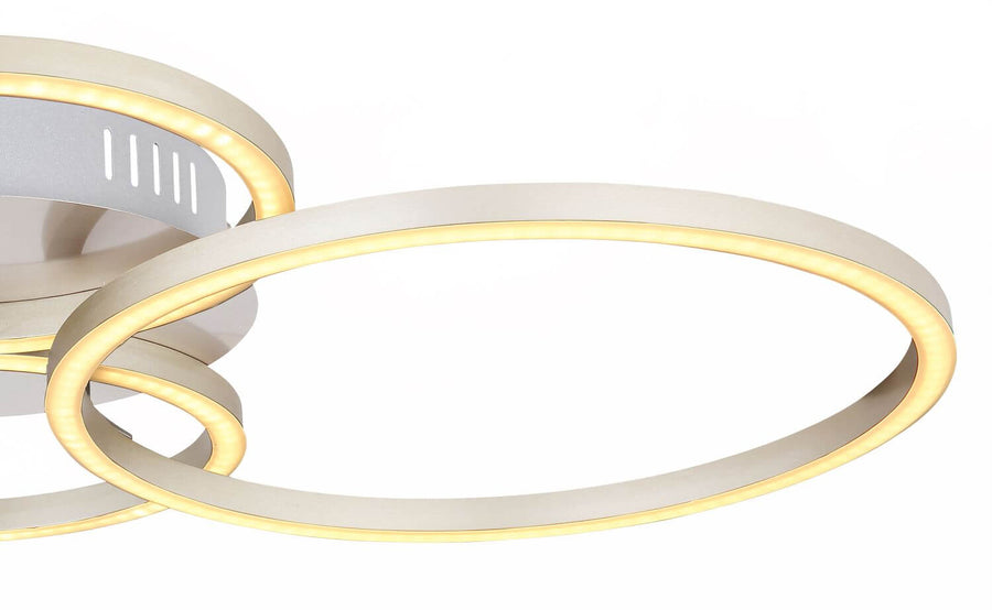 Plafonnier Kendy nickel satiné, L 40,6 cm