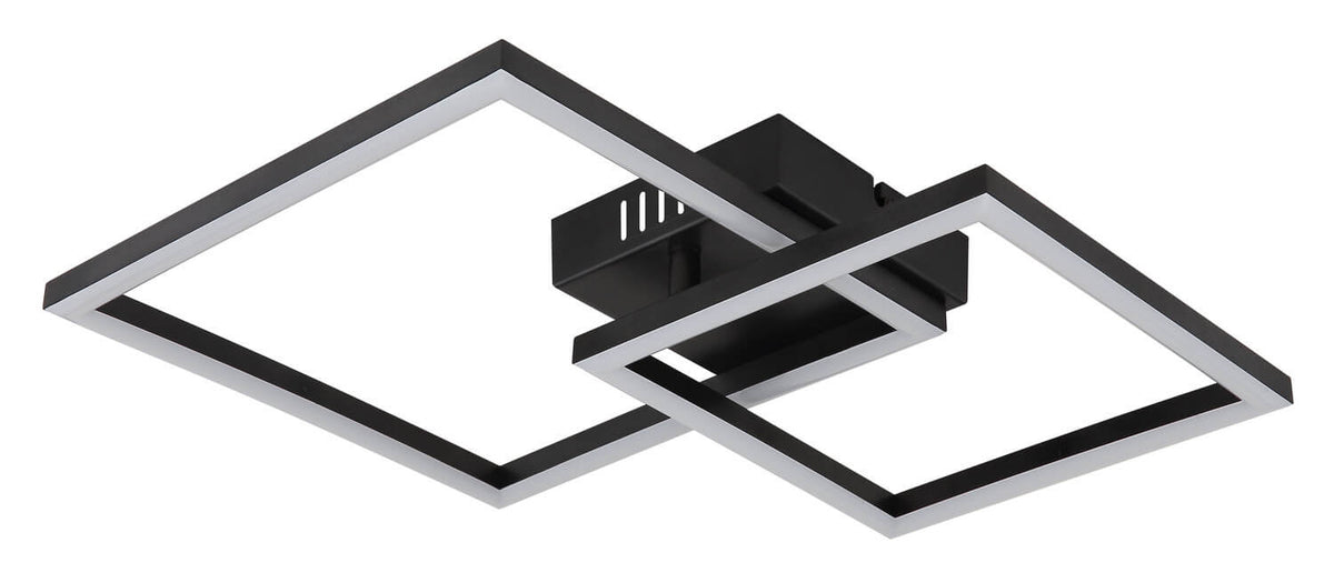 Vue de détail des cadres carrés noirs avec diffuseur LED blanc éteint