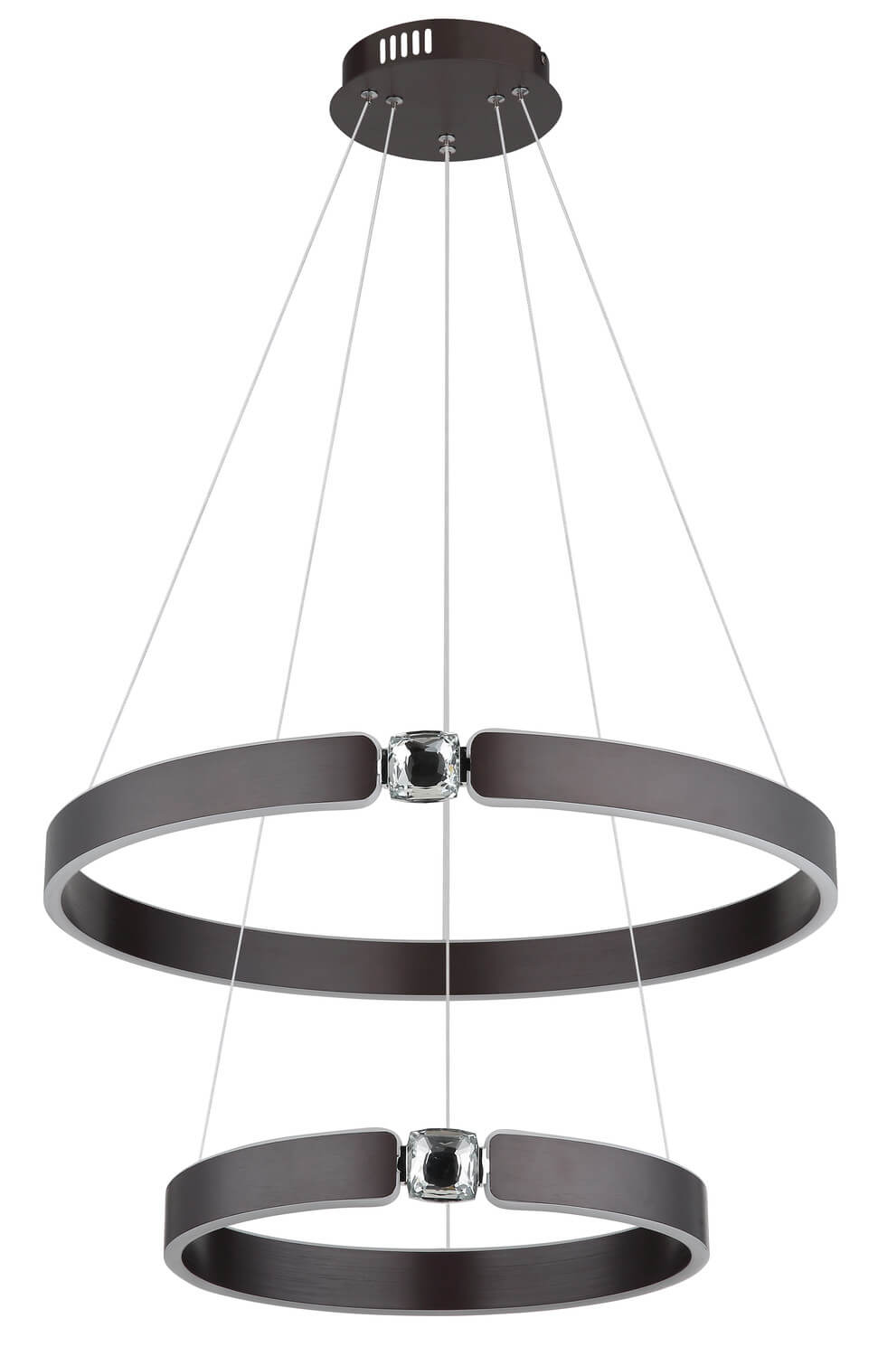 Profil du luminaire montrant les deux cercles parallèles et leur espacement vertical