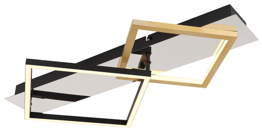 Vue rapprochée des cadres carrés doré et noir avec liseré lumineux LED