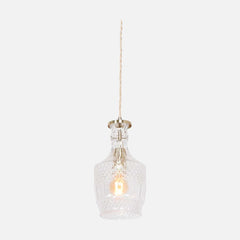 Suspension verre vintage transparent en carafe taillée, E14 laiton | Grazio