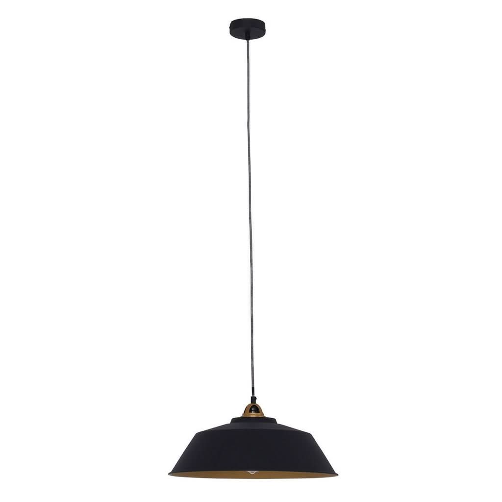 Vue d'ensemble de la suspension avec câble tressé et rosace de plafond