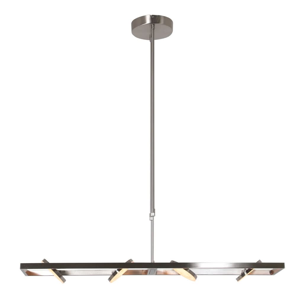 Suspension îlot cuisine acier brossé, 4 disques LED à variateur 90 cm | Soleil