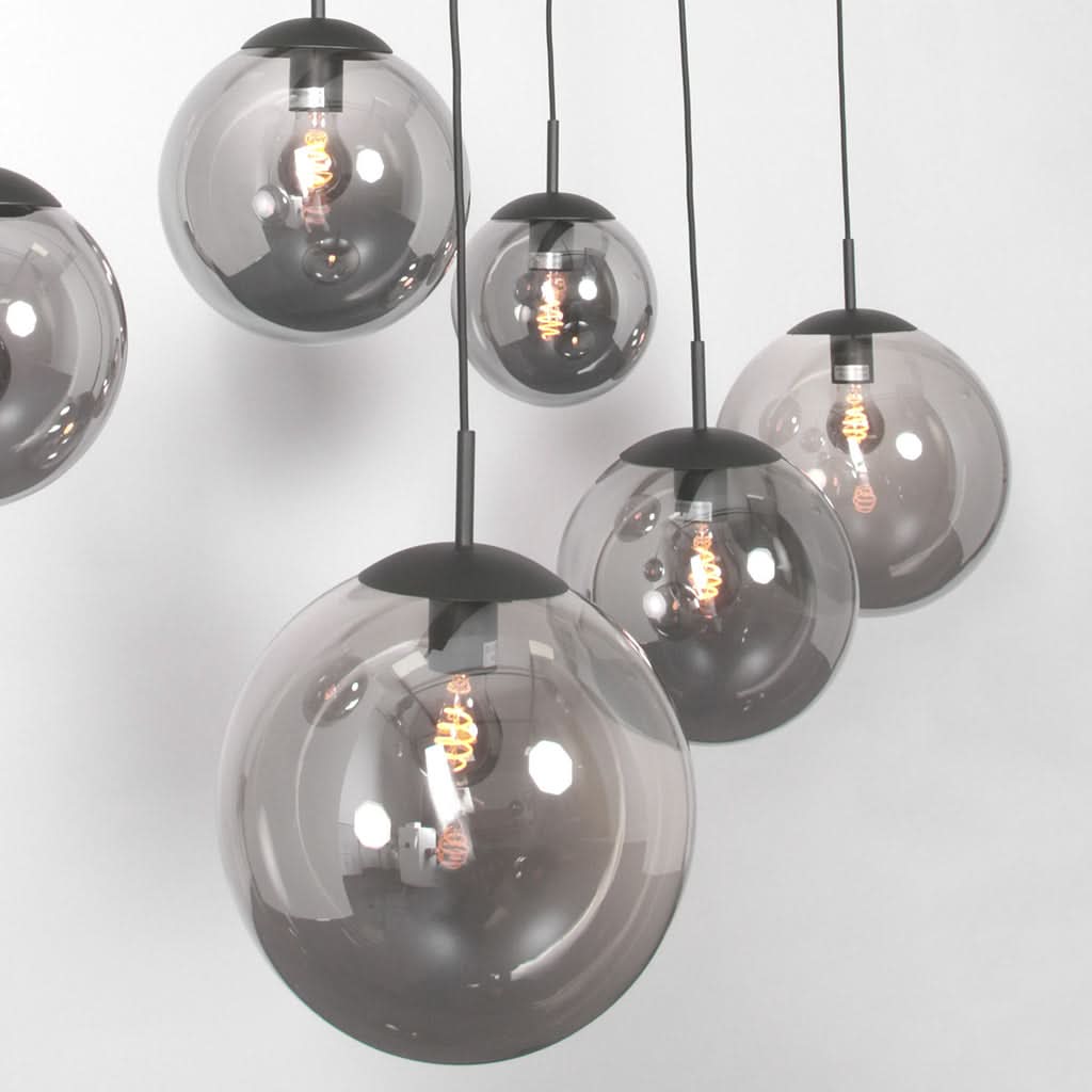 Suspension verre fumé noire, globes Ø 40 cm — vue 4