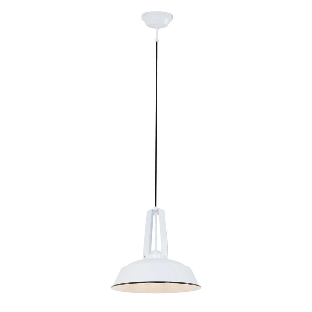 Suspension industrielle blanche, coupole métal Ø 42 cm réglable, cuisine et salle à manger | Edora