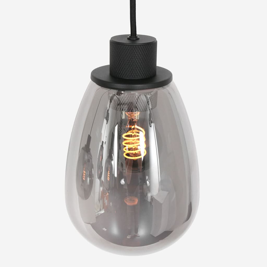 Globe en verre fumé du lustre avec ampoule LED à filament doré