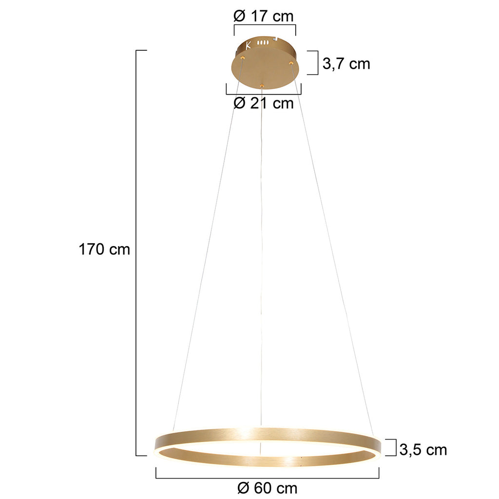 Suspension anneau doré Ringlux Ø 60 cm, table de salle à manger | Designix