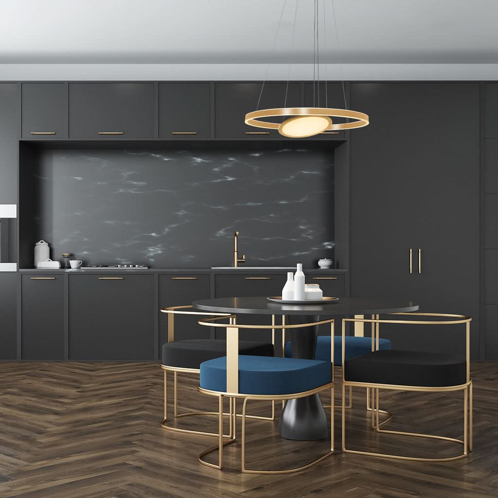Lustre circulaire led doré Ø60 cm, salon | Ringlux