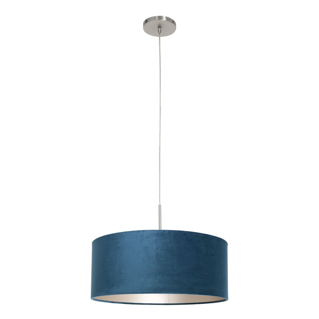 Suspension bleu, abat-jour velours Ø 50 cm réglable, salon | Velira