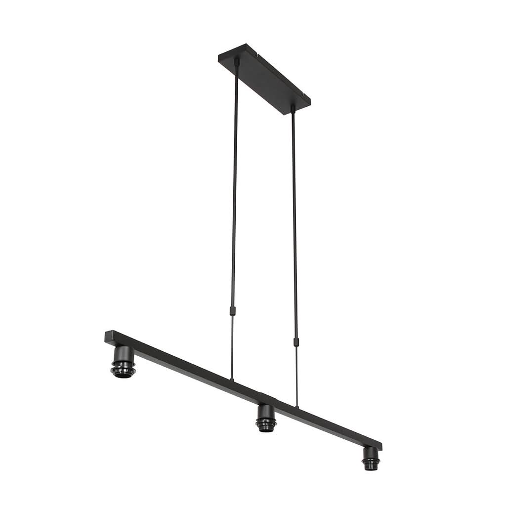 Suspension 3 ampoules, barre noire 120 cm à hauteur réglable, salle à manger | Stang