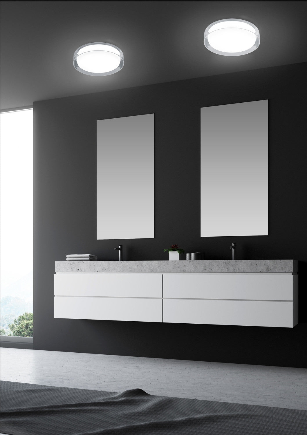 Plafonnier extérieur Olvi chromé, Ø 23 cm